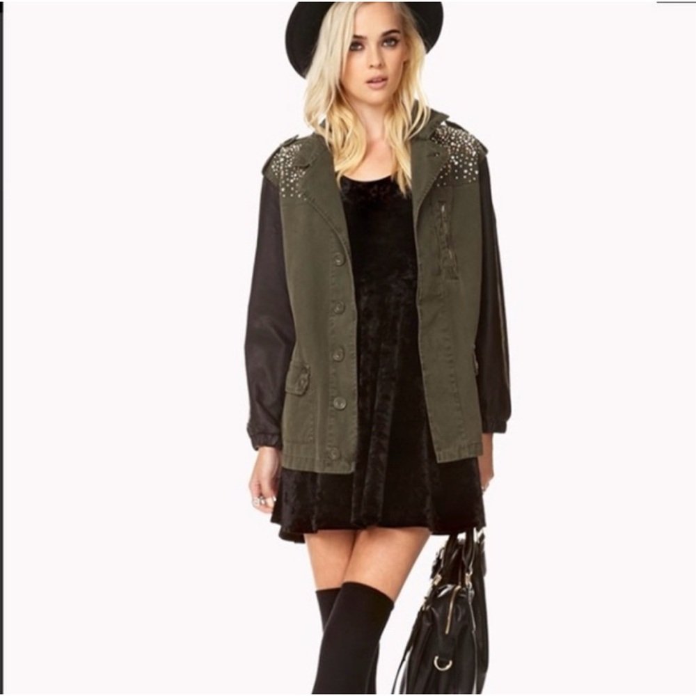 Forever 21 Military Style Rhinestone Utility Jacket - Picture 2 of 15